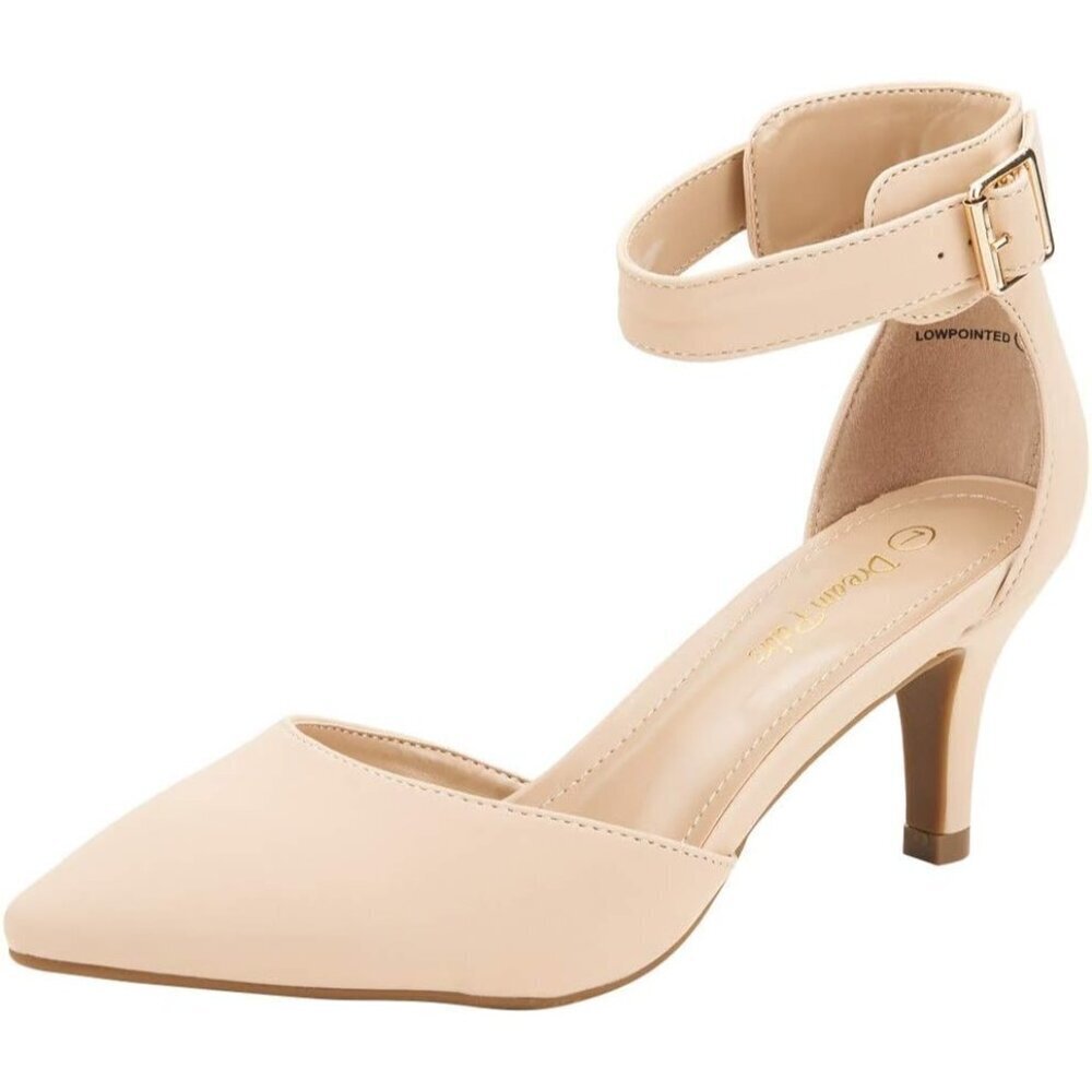 Dream Pairs Women's Nude Nubuck Faux Suede pointed Toe Kitten Heels Pumps Shoes